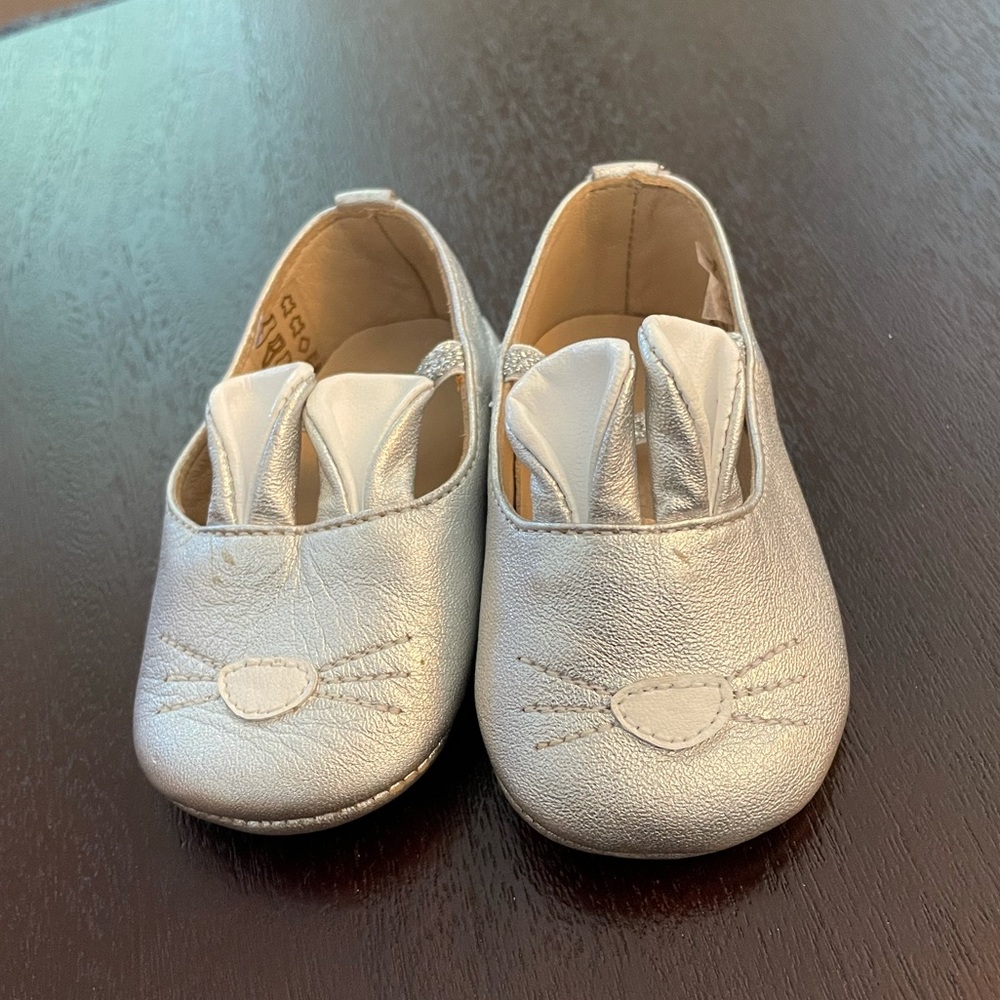 🐰Easter shoes!🐰 Elephantito Leather Silver Bunny Mary Janes 3 - Picture 2 of 6
